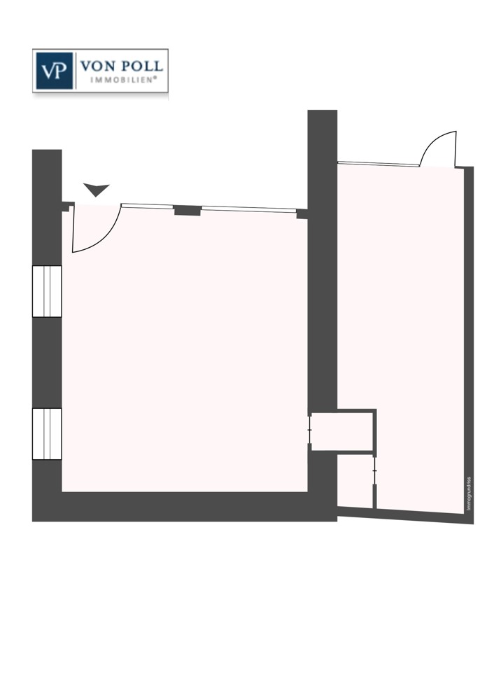 Grundriss ca. 55 qm große Ladenfläche mit WC Grundriss ca. 55 qm große Ladenfläche mit WC