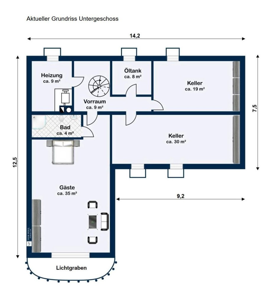 Aktueller Grundriss Untergeschoss Aktueller Grundriss Untergeschoss