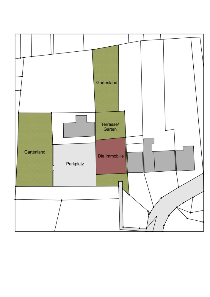 Immobilie mit Parkplatz und Grundstücken Immobilie mit Parkplatz und Grundstücken