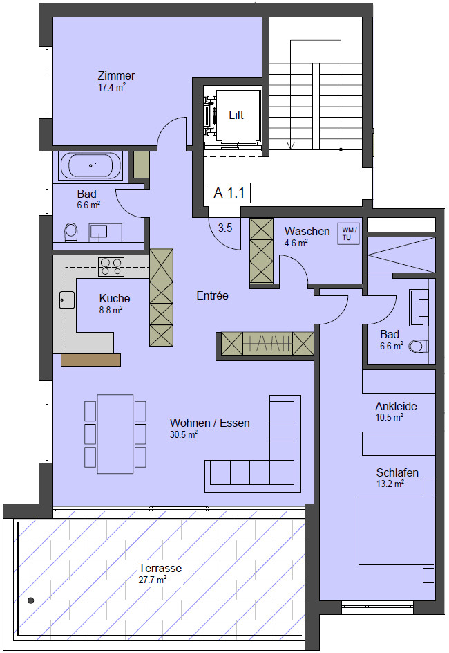 Haus A 1. OG Wohnung A 1.1 Haus A 1. OG Wohnung A 1.1