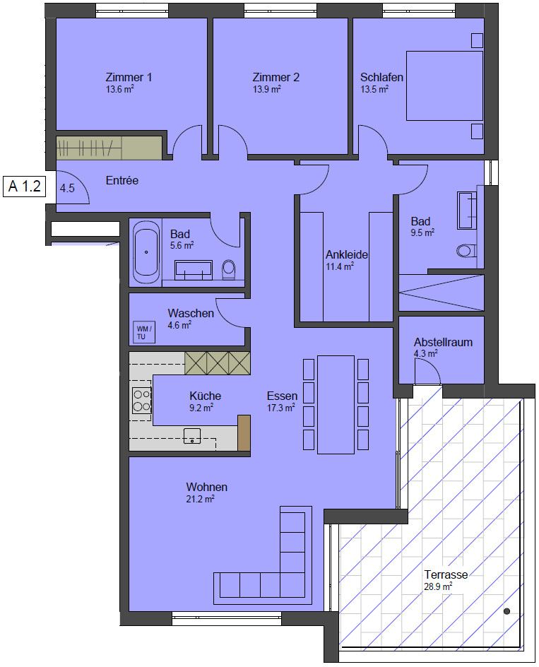 Haus A 1. OG Wohnung A 1.2 Haus A 1. OG Wohnung A 1.2