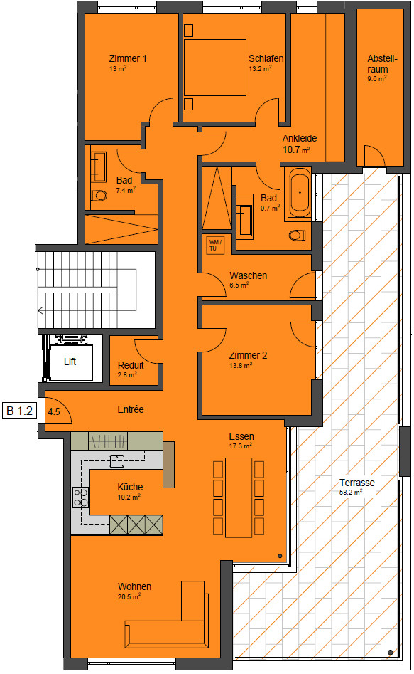 Haus B 1. OG Wohnung B 1.2 Haus B 1. OG Wohnung B 1.2