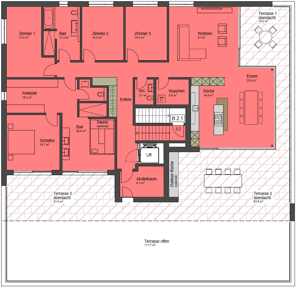 Haus B 2.OG Wohnung B 2.1 Haus B 2.OG Wohnung B 2.1