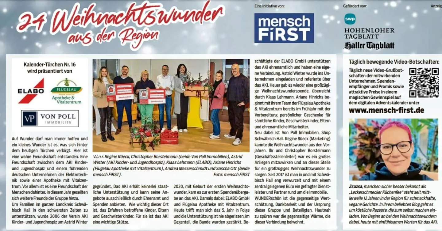 Zeitungsbericht des Haller Tagesblatts