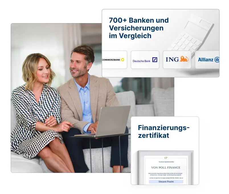 Paar informiert sich via Laptop über Finanzierungsmöglichkeiten