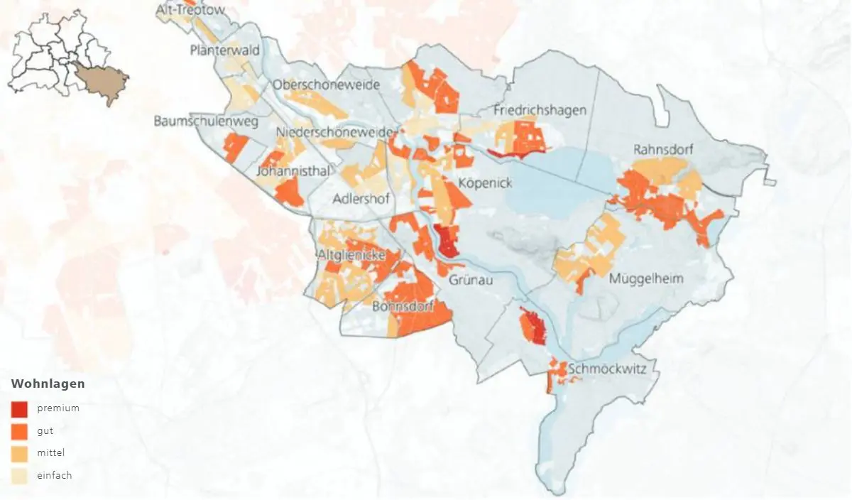 Wohnlagenkarte für Berlin – Treptow-Köpenick