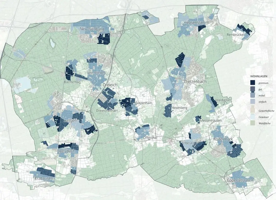 Wohnlagenkarte für Dreieich