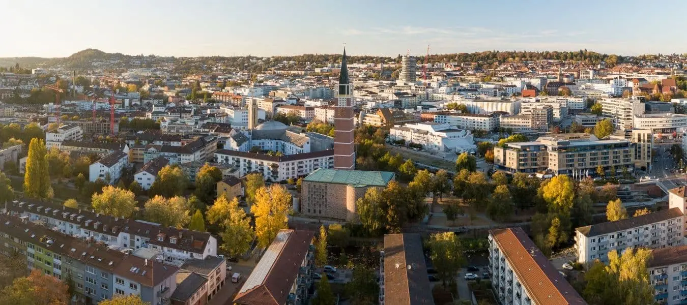 Luftaufnahme der Stadt Pforzheim
