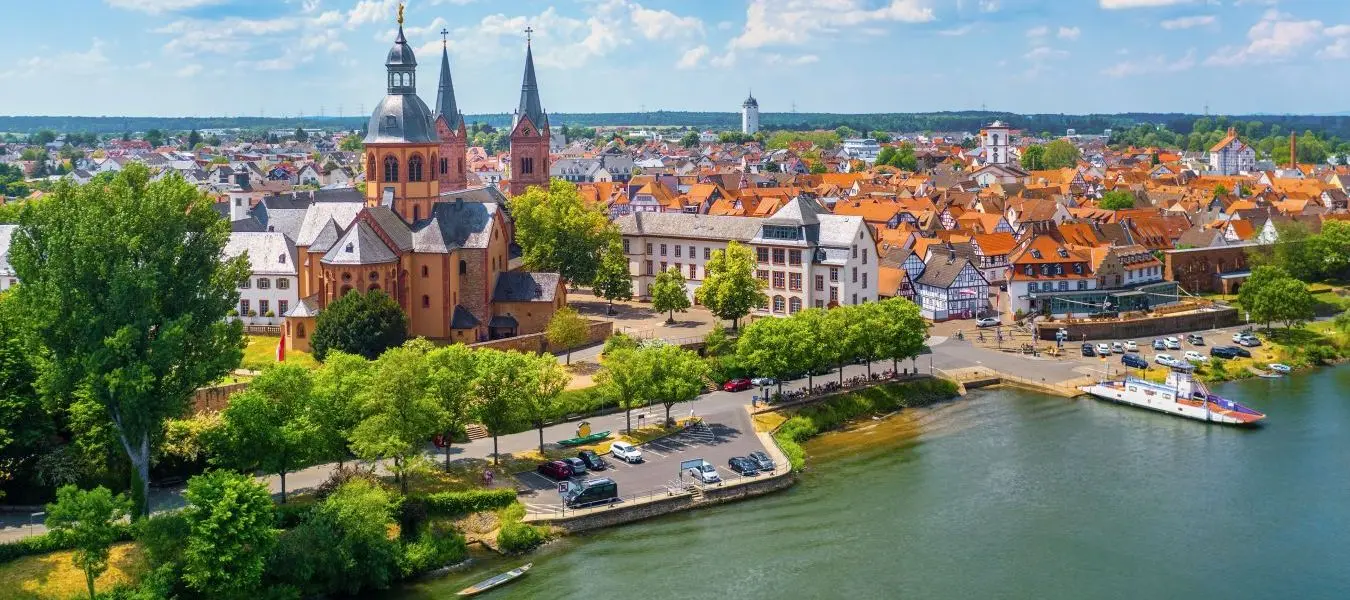 Seligenstadt town aerial view, Germany