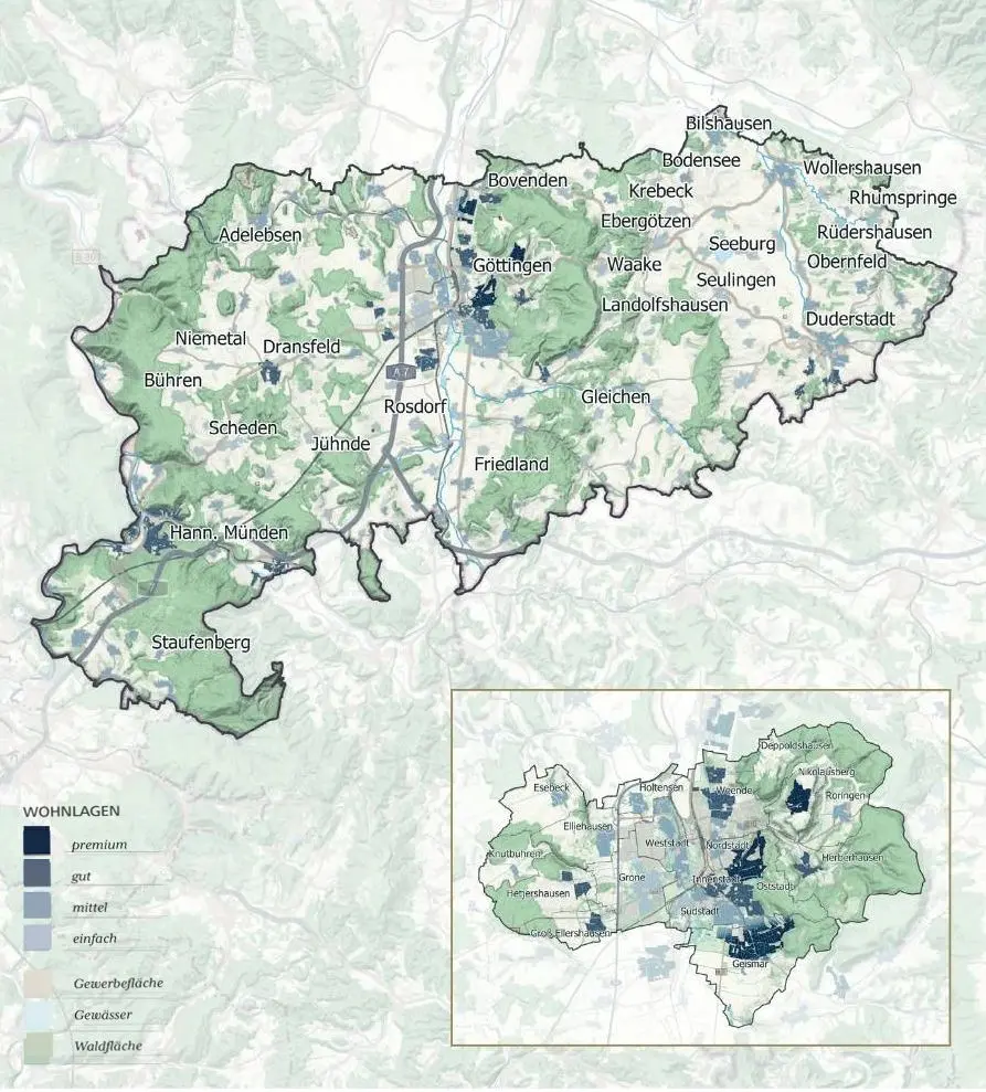 Wohnlagenkarte für Göttingen