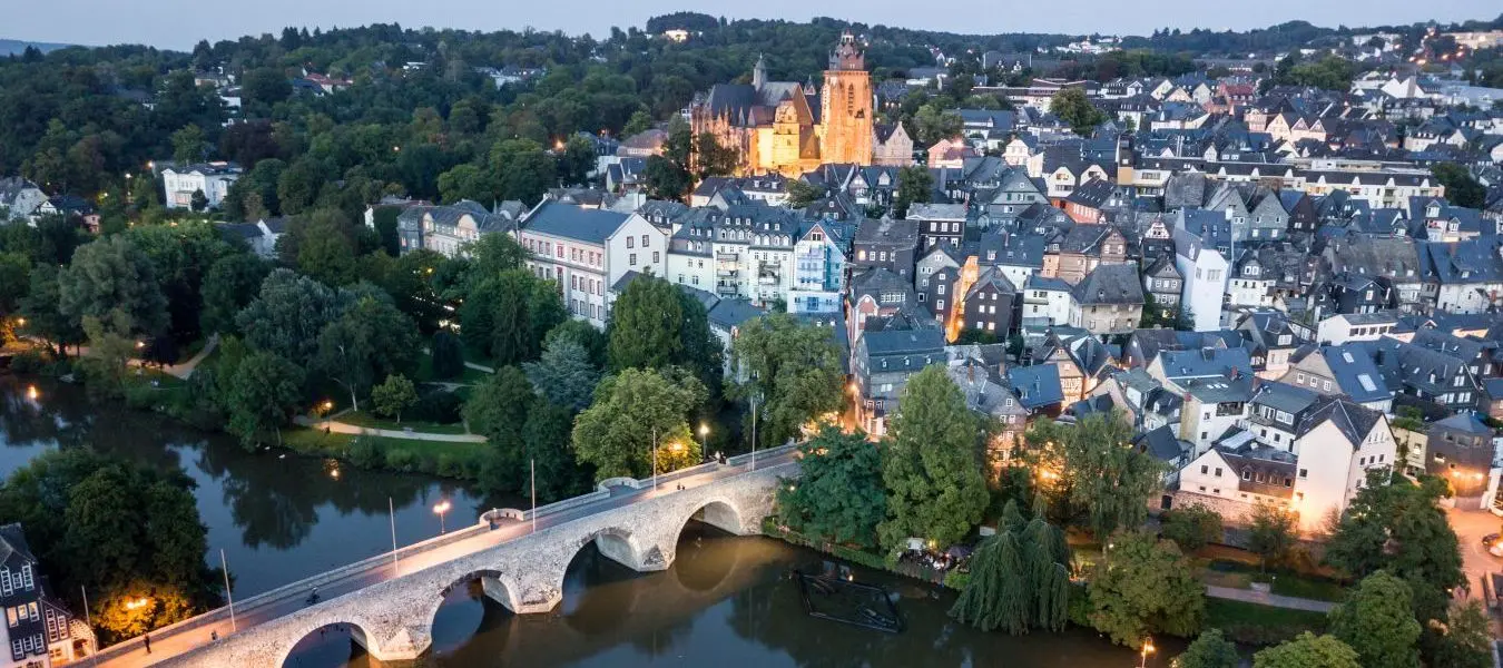 Town Wetzlar at dusk, Germany