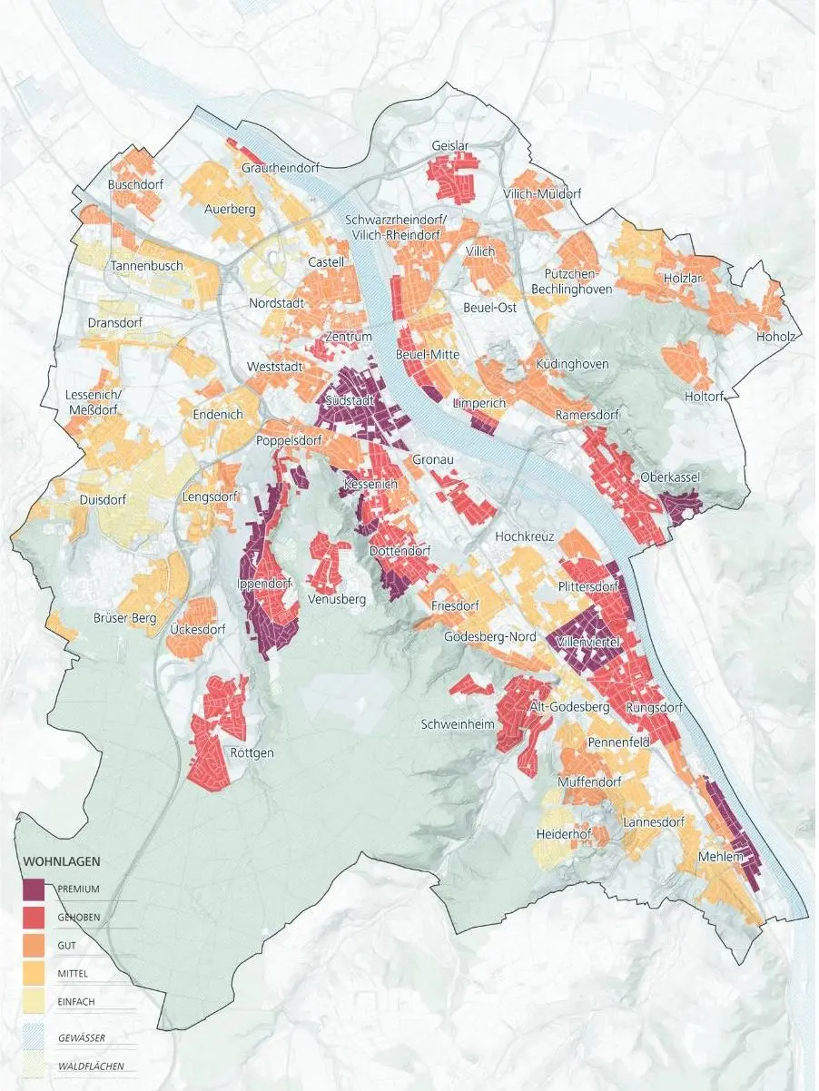 Wohnlagenkarte für Bonn