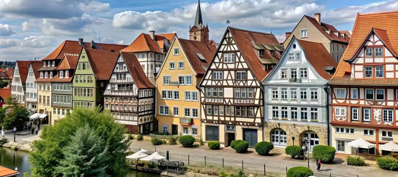 Charmante deutsche Stadt mit Fachwerkhäusern und historischer Architektur, Oberursel