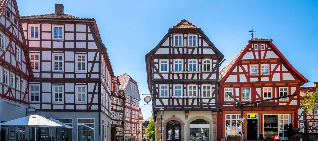 Fachwerkhäuser in der Altstadt von Lauterbach.
