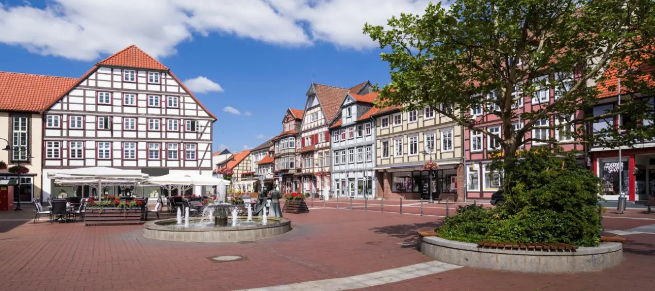 Blick auf den Marktplatz von Lüchow im Wendland.