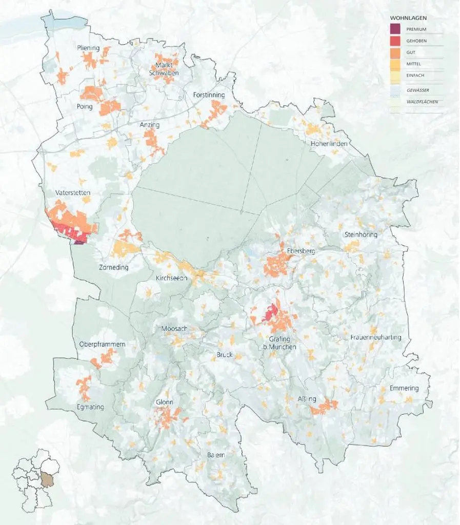 Carte des zones résidentielles de l