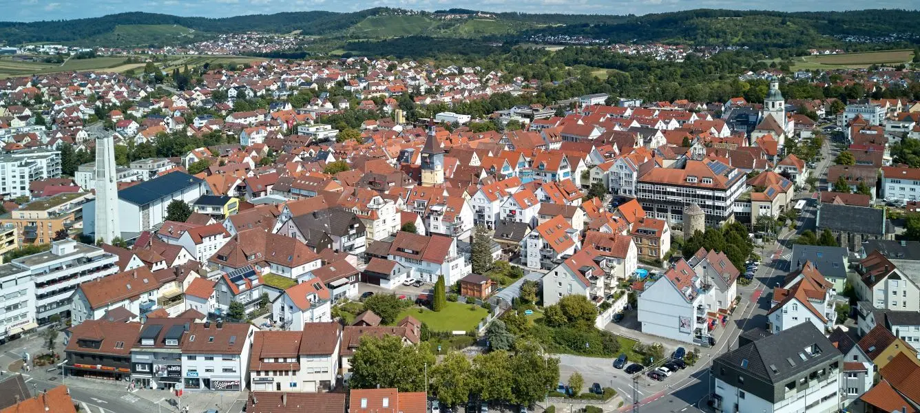 Blick auf die Innenstadt von Winnenden