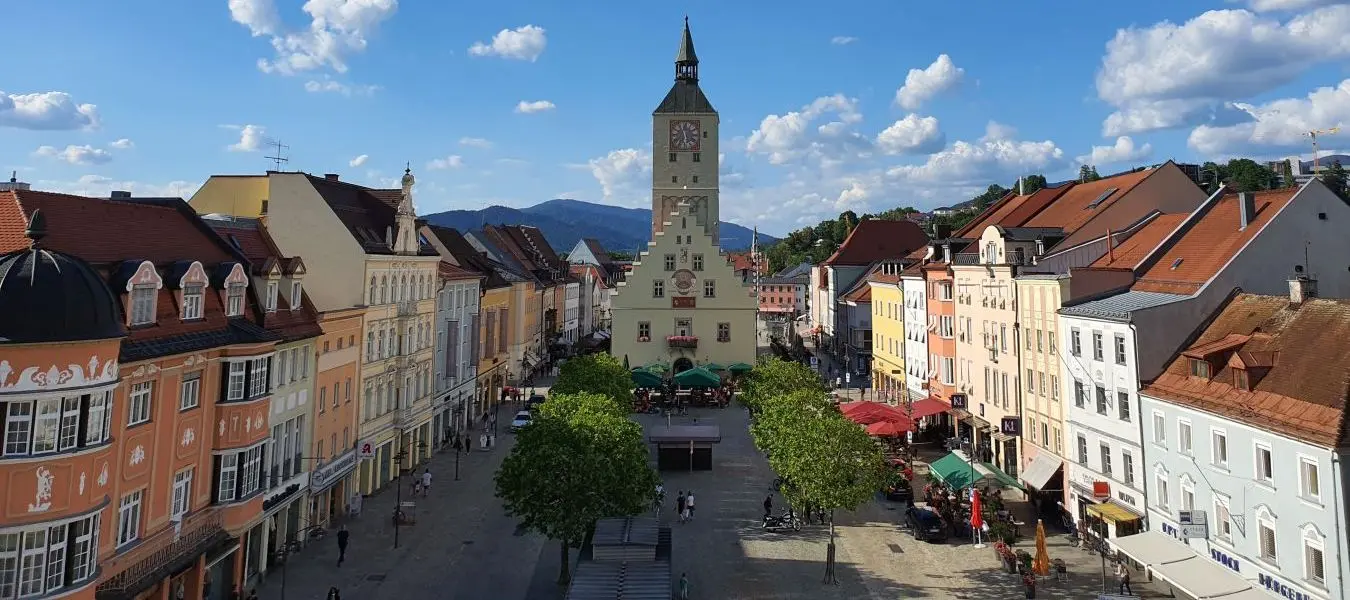 Blick vom Prater zum Zentrum Deggendorf
