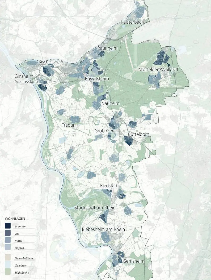 Wohnlagenkarte Groß-Gerau und Umgebung (Auszug aus dem Marktbericht)
