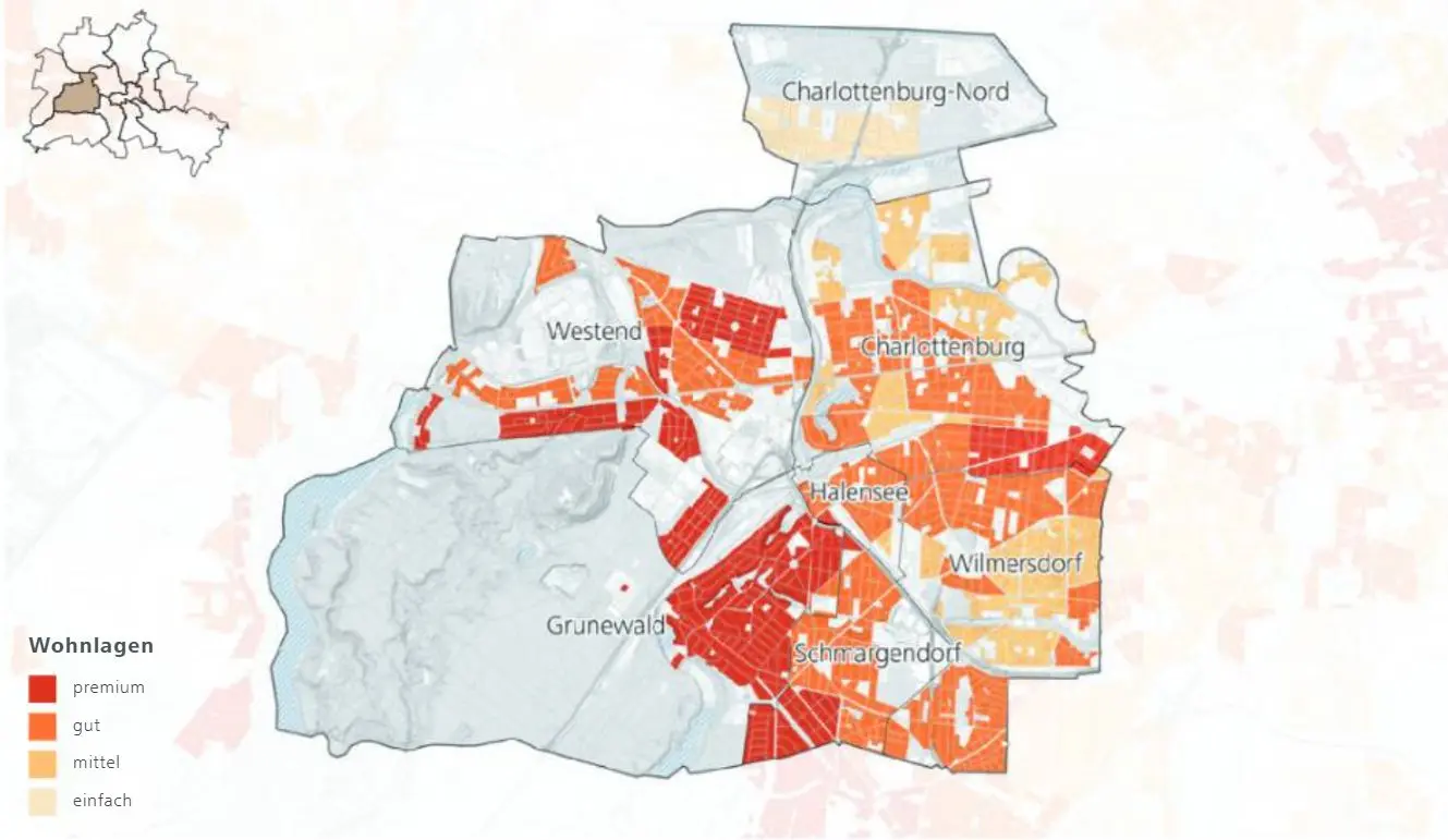 Wohnlagenkarte für Berlin Charlottenburg-Wilmersdorf