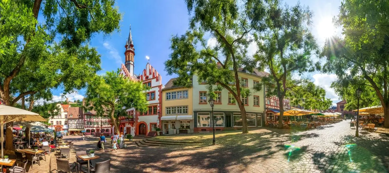 Marktplatz Panorama, Weinheim, Deutschland