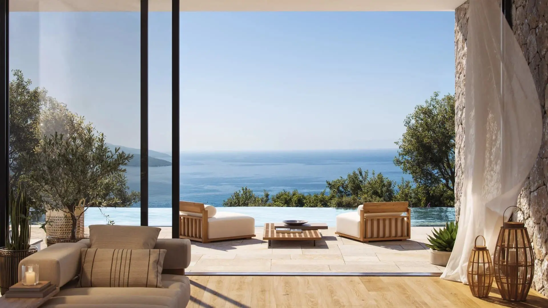 Luxusvilla mit Infinity-Pool und Meerblick mit exklusiver Immobilie in begehrter Küstenlage