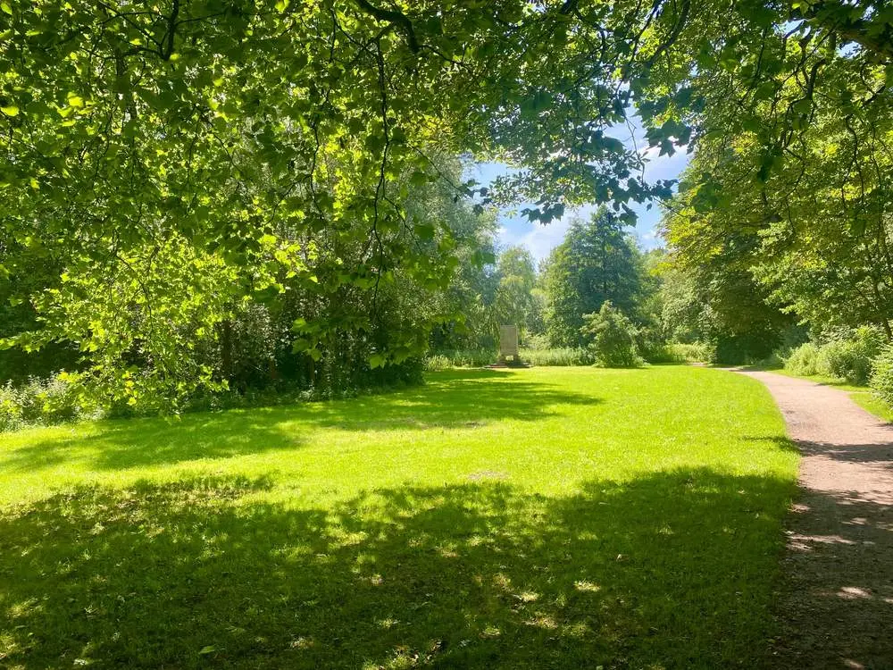 Weitläufige Grünflächen und alter Baumbestand prägen das naturnahe Wohnumfeld in Hamburg-Rahlstedt und tragen zur hohen Lebensqualität des Stadtteils bei.