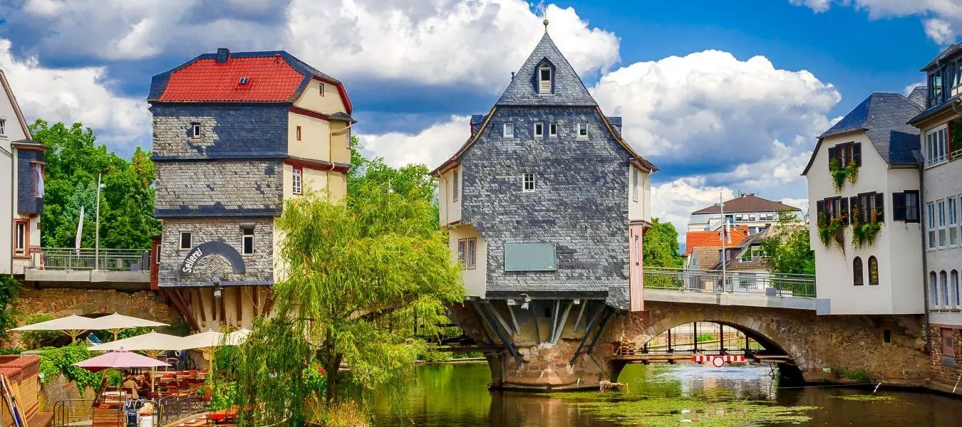 Brückenhäuser auf der Alten Nahebrücke von Bad Kreuznach