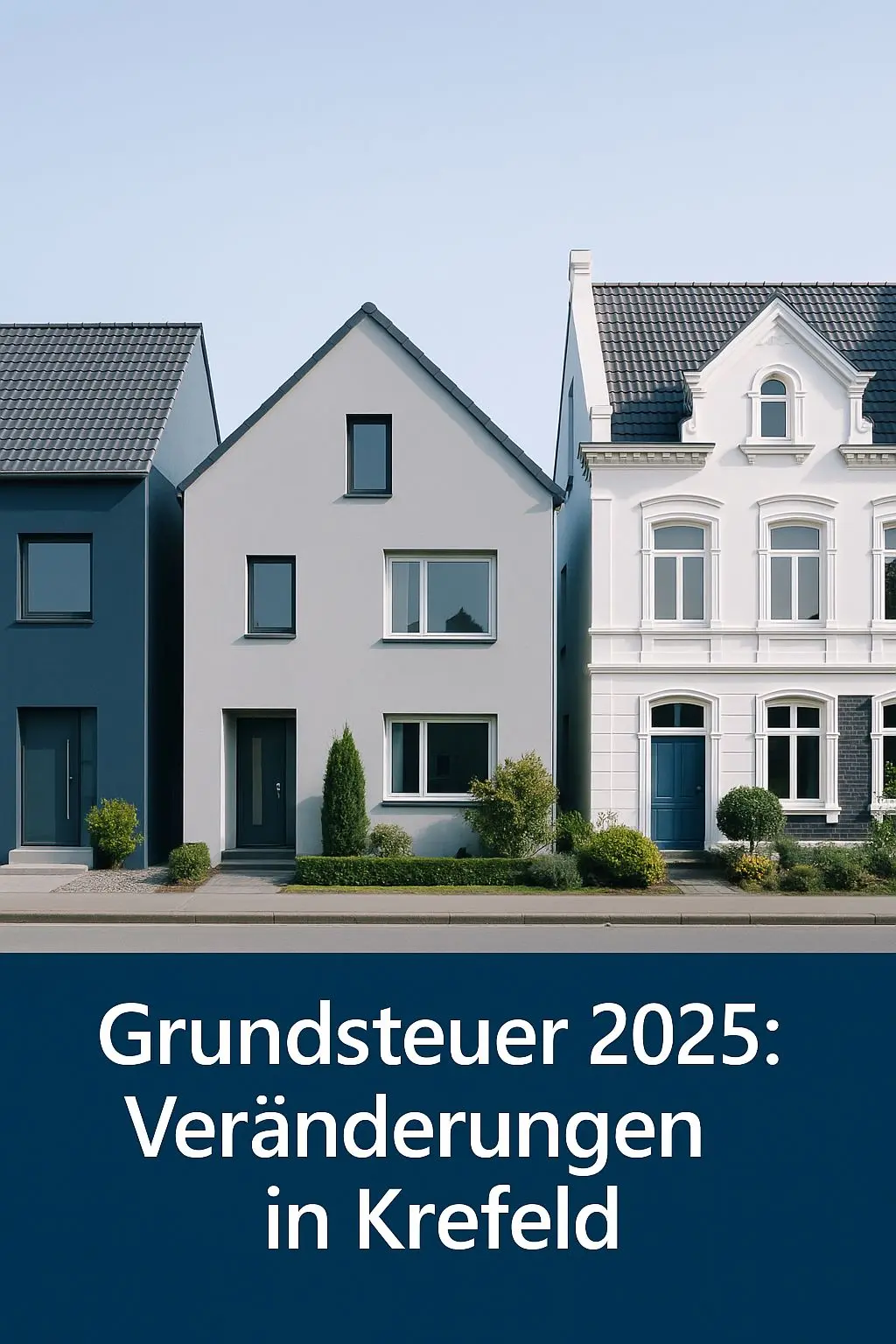 Neubauhäuser und Bestandsimmobilien in einer Straßenreihe