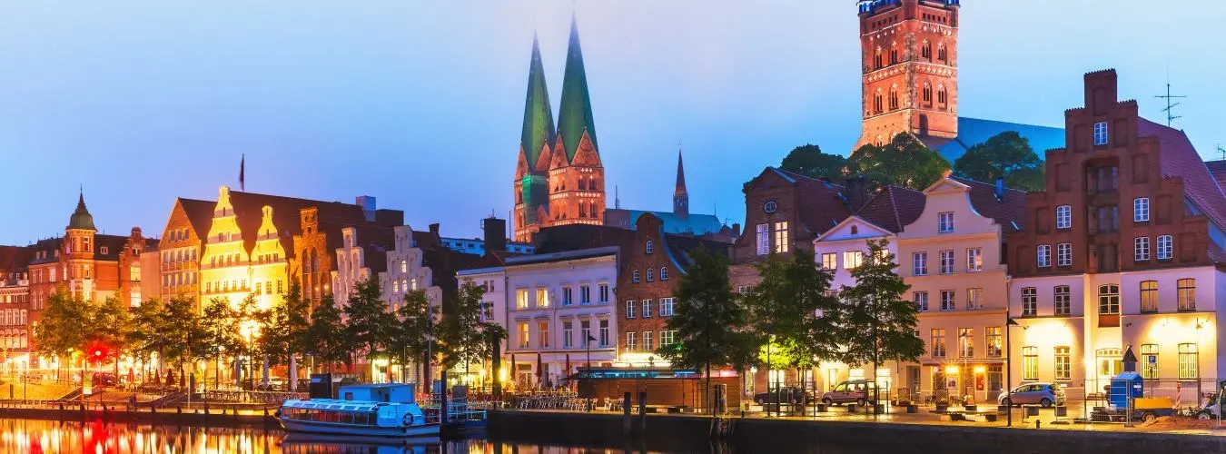 Lübeck panorama picture in the evening