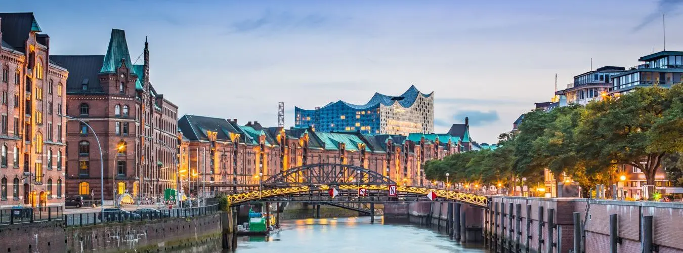View from the Alster to the Elbphilharmonie in Hamburg