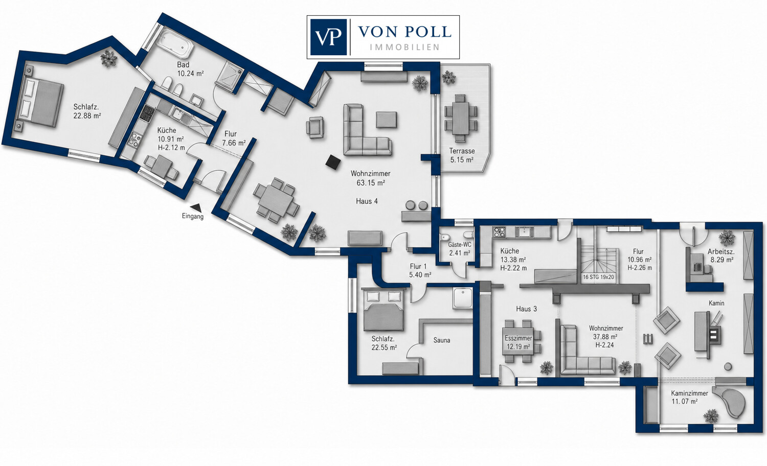 Grundriss Erdgeschoß Haus 3 & 4
