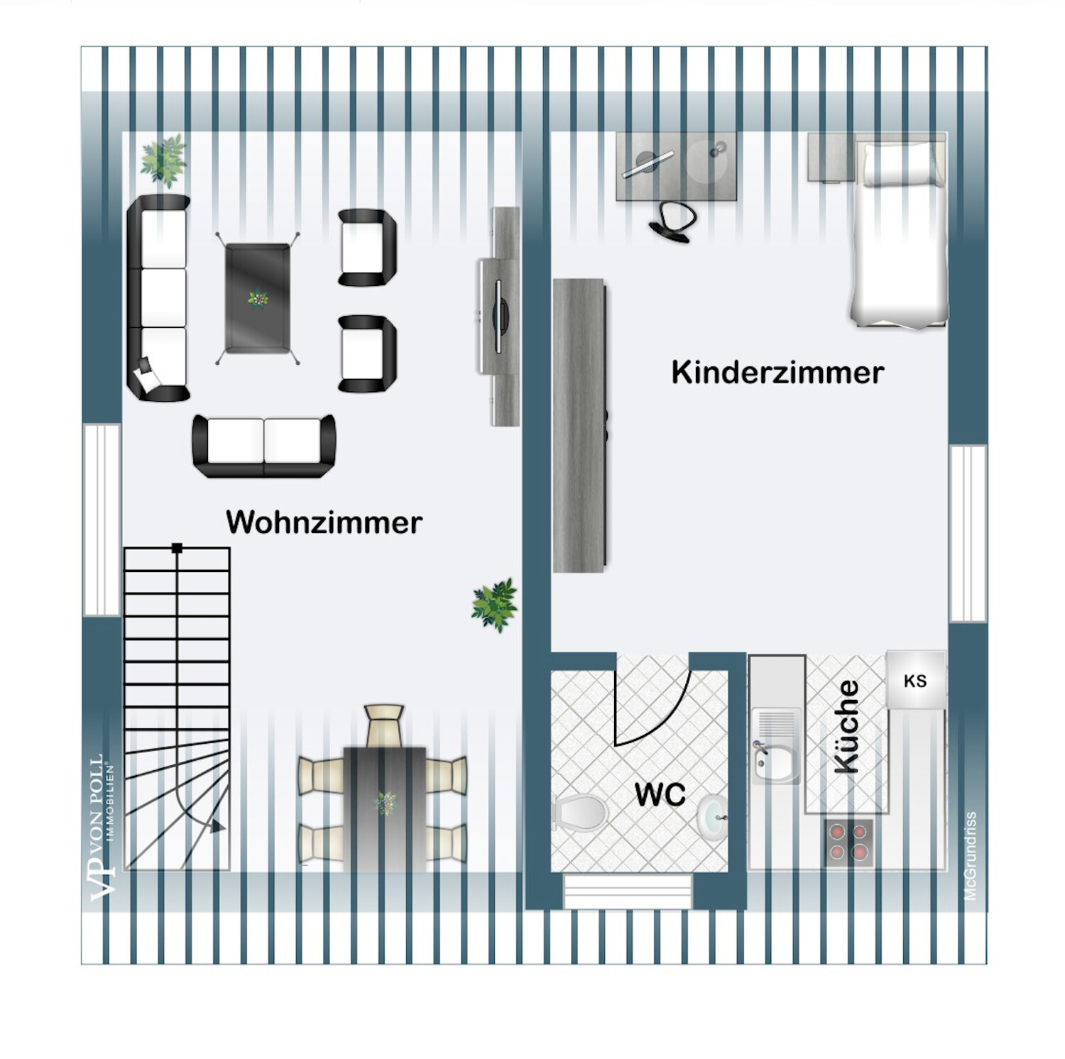Wohnbeispiel Dachgeschoss mit Küche