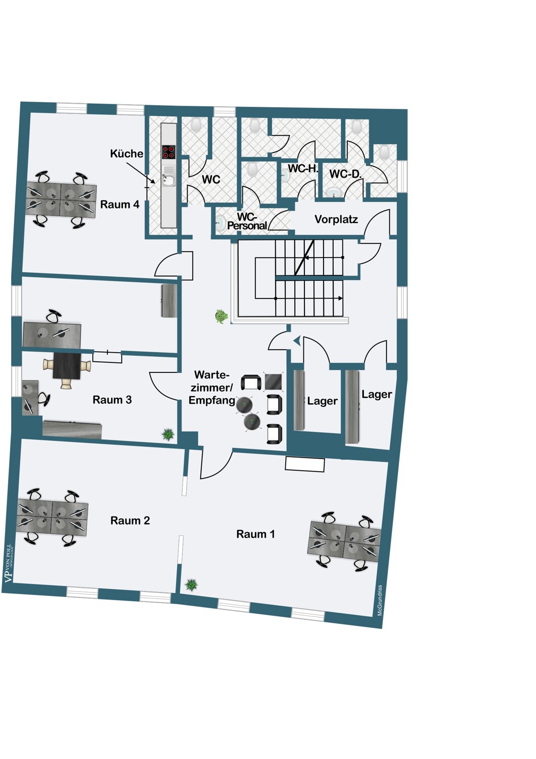 Grundriss 2. Obergeschoss – Büro-/Kanzleifläche