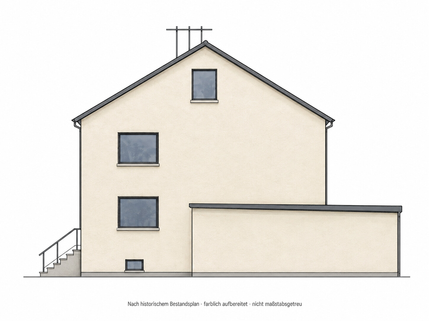 Südansicht – historischer Bestandsplan