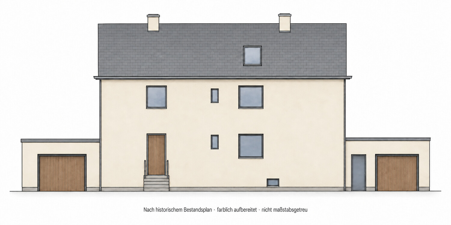 Westansicht – historischer Bestandsplan