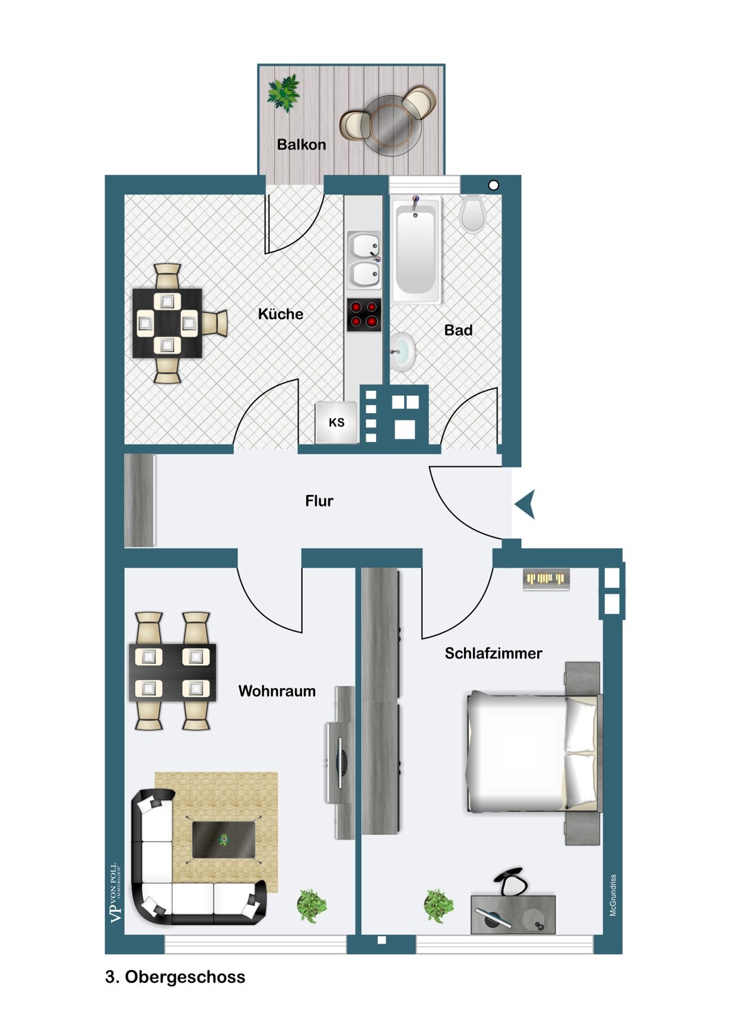 Helle 2-Zimmer-Wohnung mit Balkon in ruhiger Lage – Nähe zum Park Helle 2-Zimmer-Wohnung mit Balkon in ruhiger Lage – Nähe zum Park