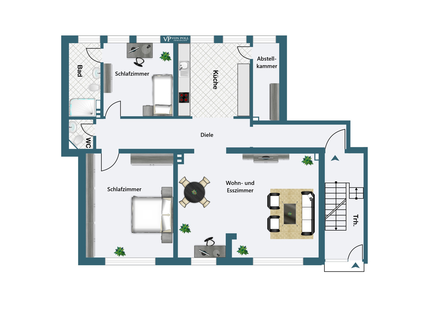 Wohnung mit Einbauküche, Terrasse und eigenem Garten Wohnung mit Einbauküche, Terrasse und eigenem Garten