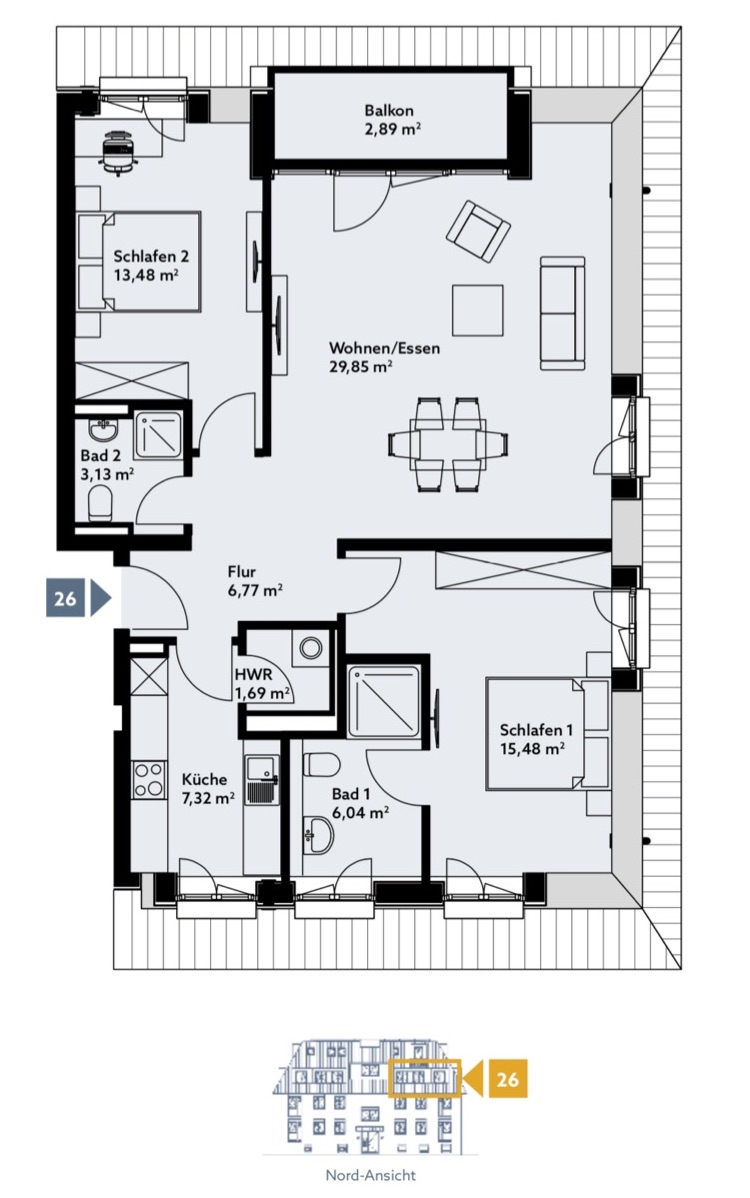Wohnen an der Kurfürstenallee.
Top ausgestattete 3- Zimmerwohnung mit Balkon