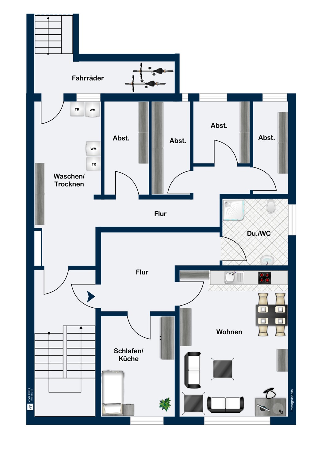 Einliegerwohnung im Souterain und Kellerräume
