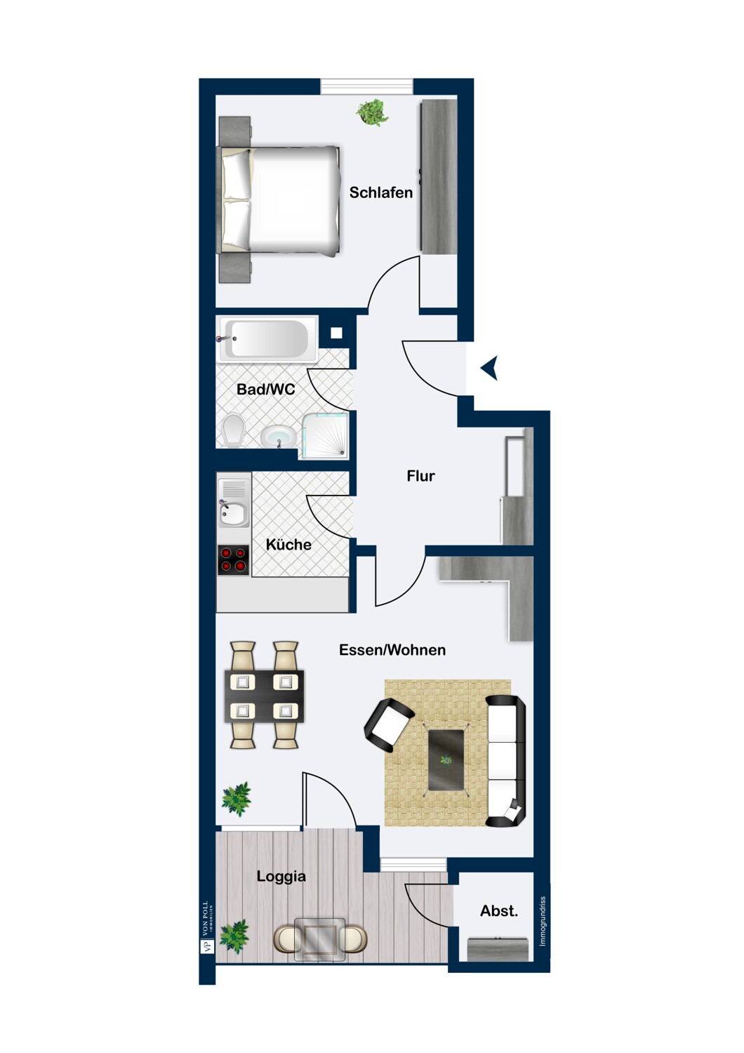 Anprechende Zwei-Zimmer Wohnung mit idyllischer Loggia und Tiefgaragenstellplatz Anprechende Zwei-Zimmer Wohnung mit idyllischer Loggia und Tiefgaragenstellplatz