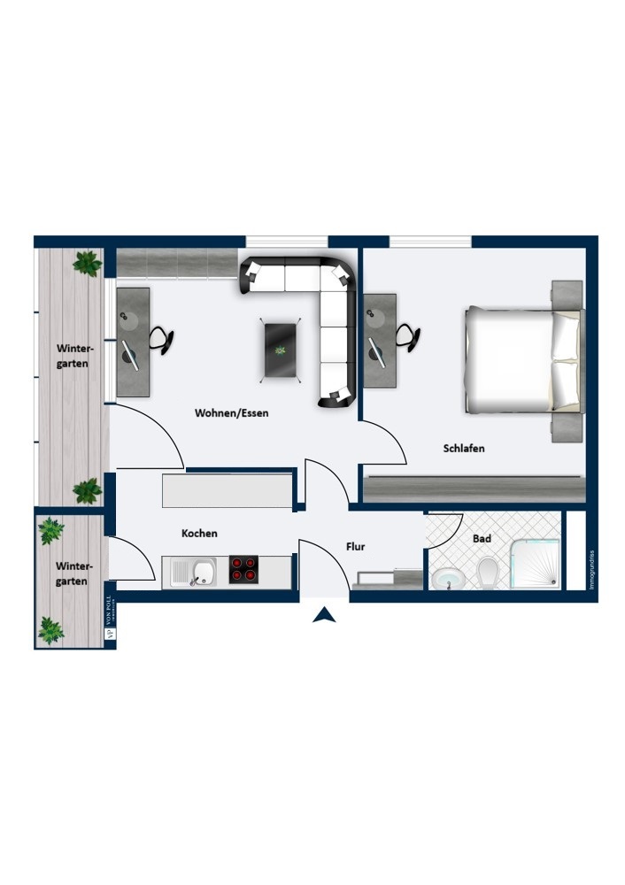 Provisionsfrei: 2-Zimmer-Wohnung mit Balkon und TG-Stellplatz direkt in Leonberg