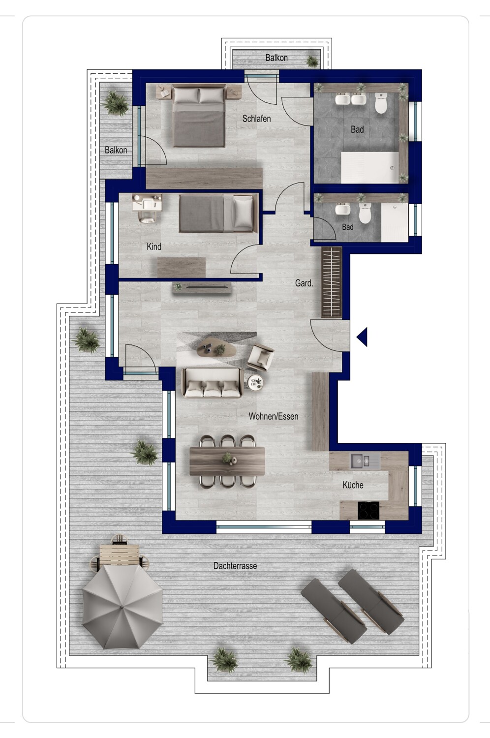 Junges Penthouse mit exklusiver Ausstattung und großem Aussenbereich