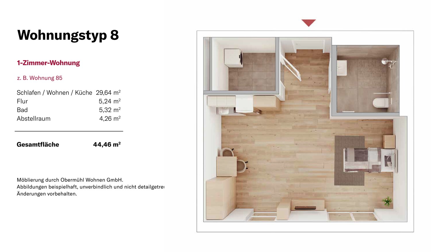 Grundrissbeispiel 1-Zimmer Wohnung 33 m²