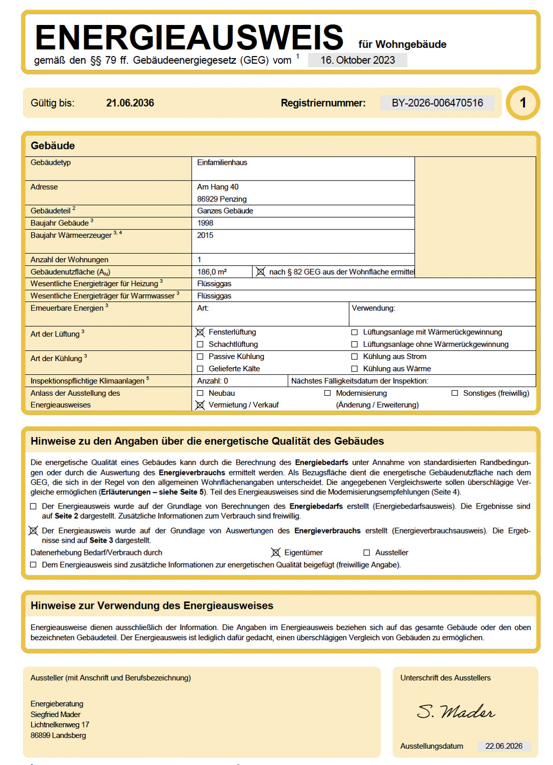 Energieausweis S1