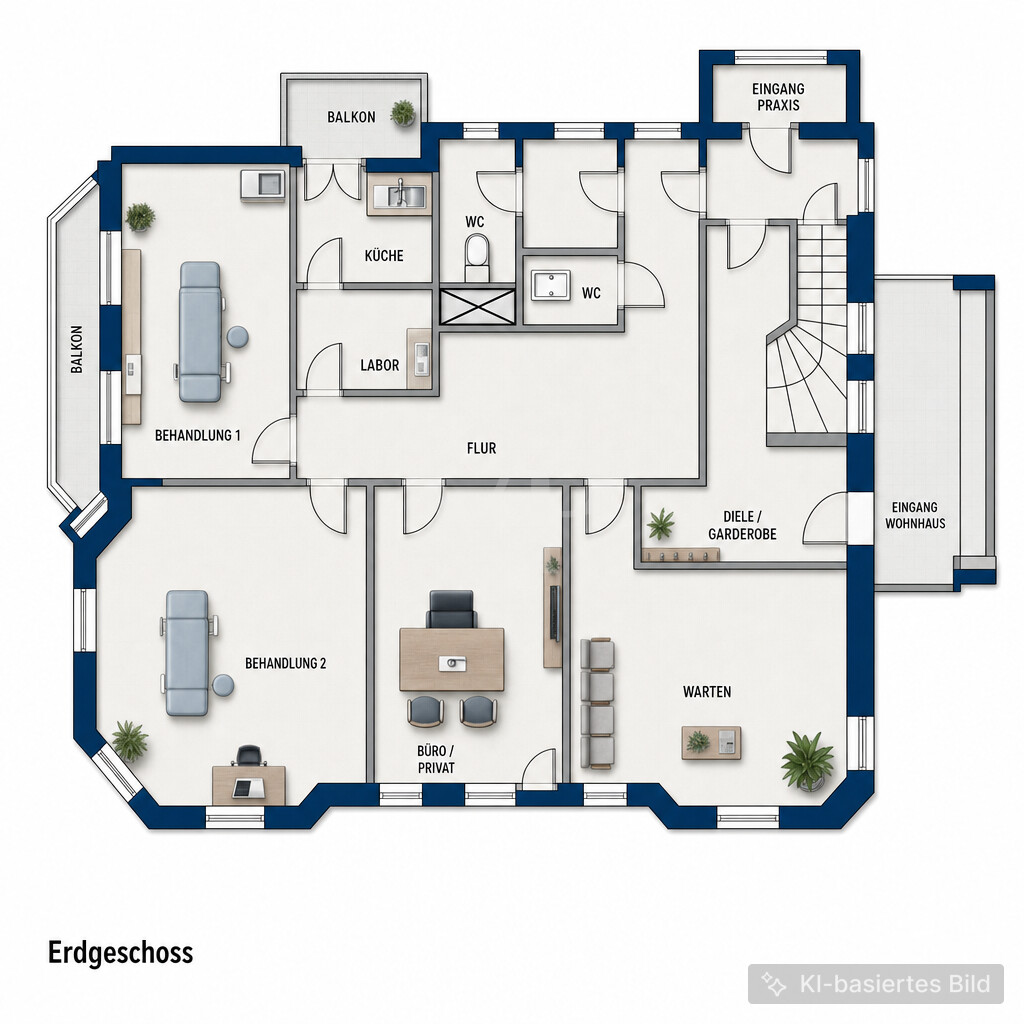Herrschaftliche Villa mit sonnigem Garten, Neckarblick und separater Praxisfläche (96 m²)