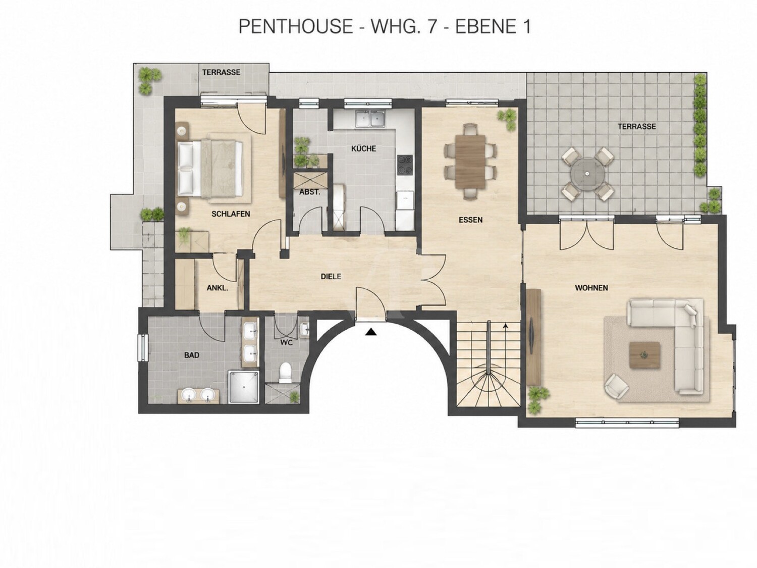 Luxuriöses Penthouse eingebettet in die grüne Kulisse des Luisenparks