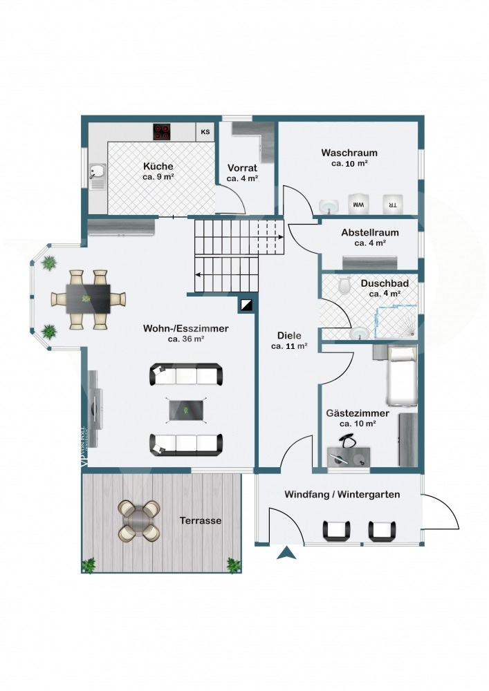 Erdgeschoss Haupthaus