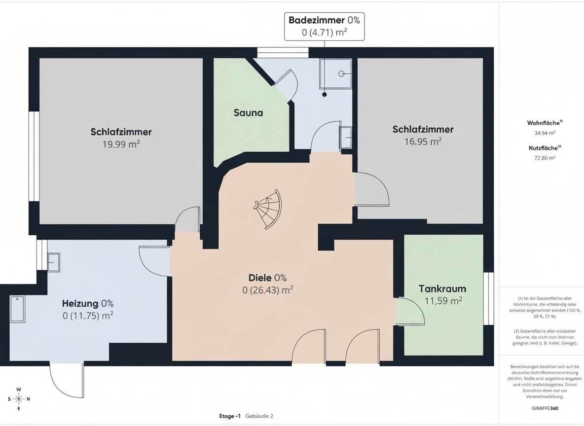 Grundriss UG Bungalow