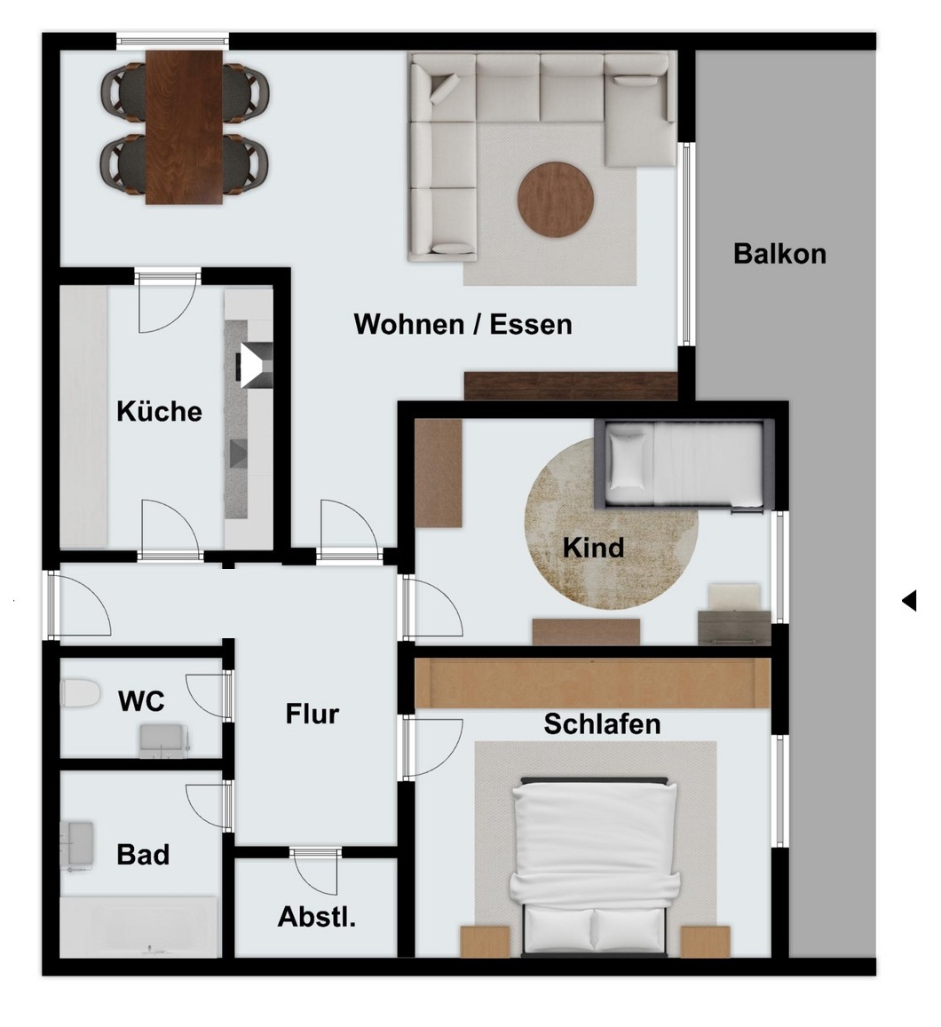 Dreizimmer-Wohnung mit Fernblick Dreizimmer-Wohnung mit Fernblick